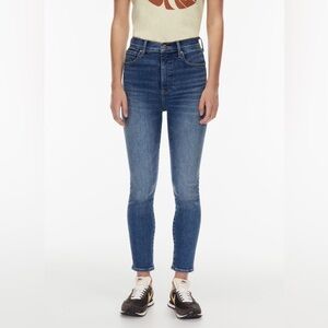 Denim Forum Mid-Rise Skinny Jeans in Medium Blue Wash
